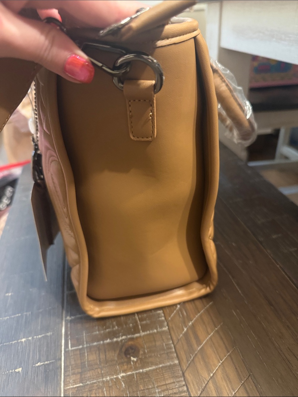 Valentino Orlandi Beige Quilted Tote Bag with Logo Charm and Logo Pouch - Picture 12 of 13